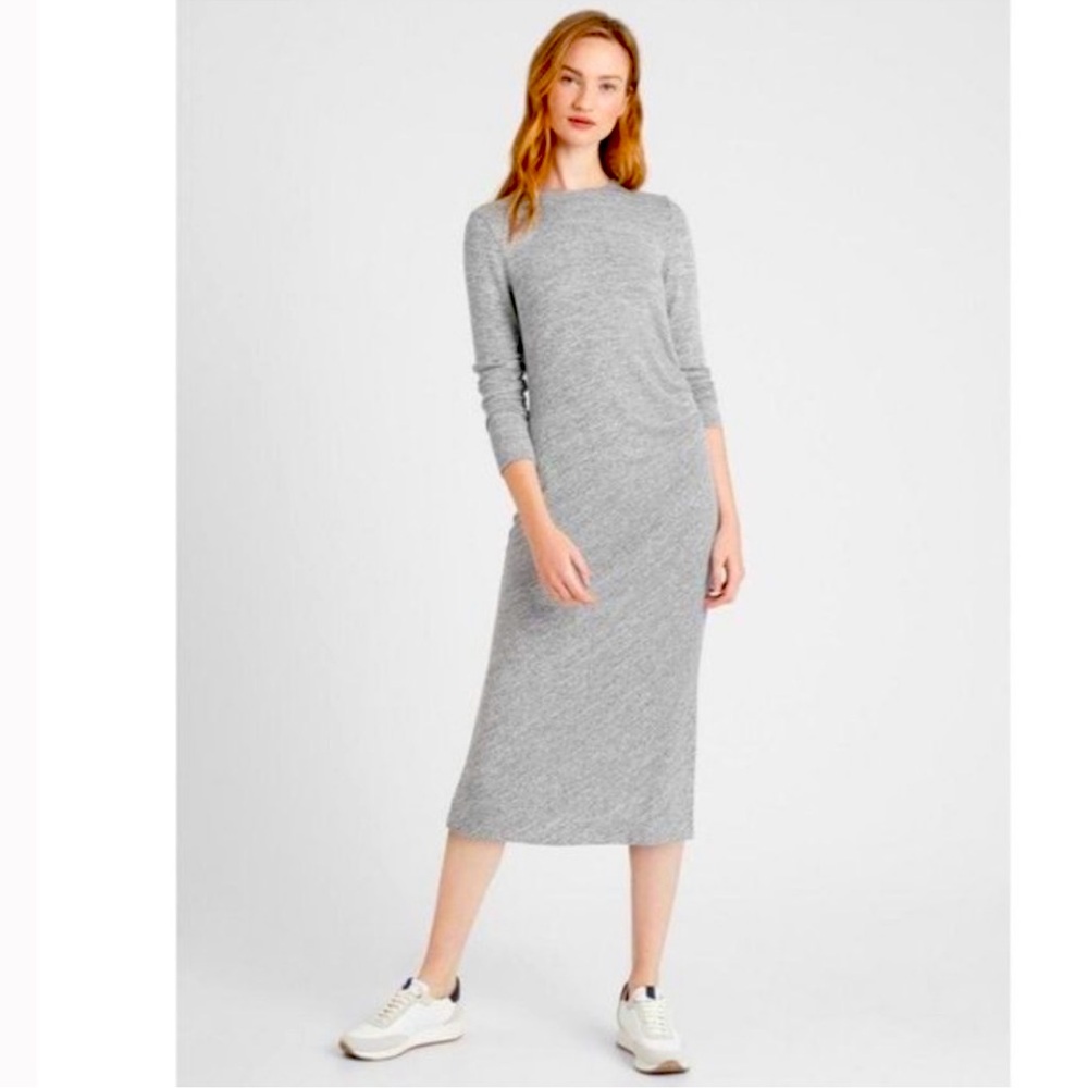 Banana Republic Luxespun Midi Dress Side Ruched Gray Medium (A)